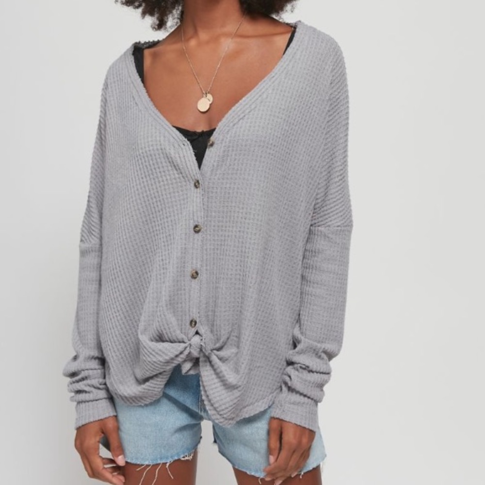 Urban Outfitters Oversized Thermal Button Top